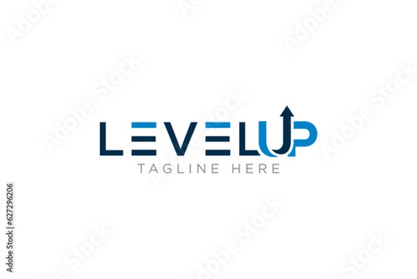 Fototapeta Creative Level Up Typography Logo design with arrow combination