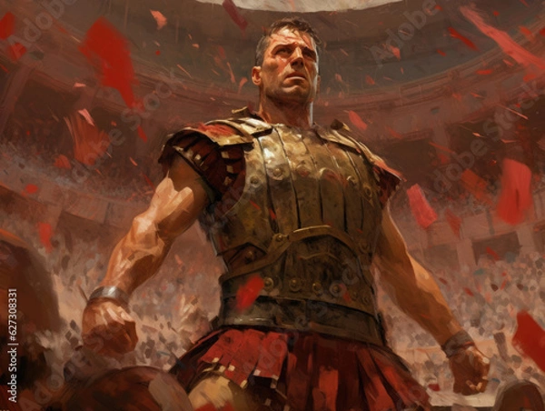 Obraz Gladiator in armor. Digital art.