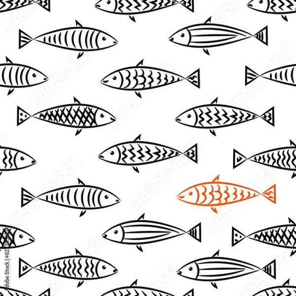Obraz Pattern with fishes on a white background.