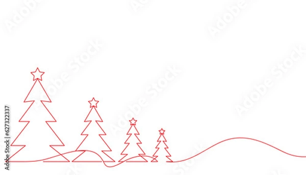Fototapeta christmas tree illustration line art style vector eps 10