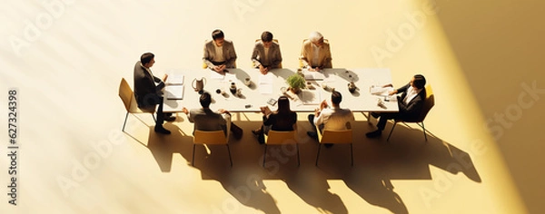 Fototapeta a group of businesspeople sitting around a table in a meeting created by generative AI