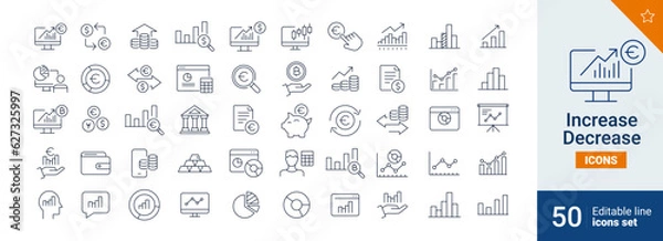 Fototapeta Increase and decrease icons Pixel perfect. economic, finance, business,...