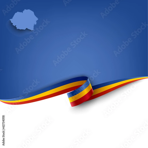 Obraz Document with ribbon and map Romania template
