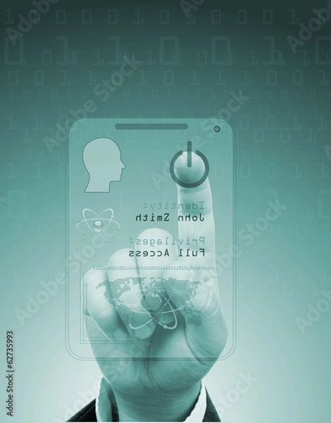 Fototapeta access for security or identification.Hand with digital scanner.