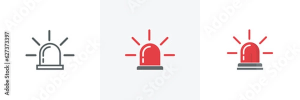 Obraz Red emergency flashers Siren icon in flat style.Emergency Flashing Siren.security police attention light signal style isolated on white background.vector illustration