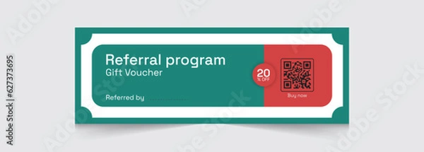 Fototapeta Colorful ticket with word referral and blank white space, vector illustration eps 10
