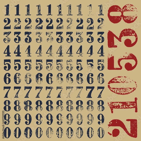 Fototapeta rubber stamp serif numbers