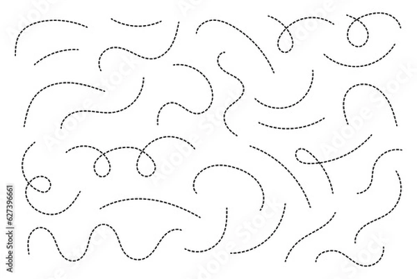Fototapeta Hand drawn dotted line vector set.