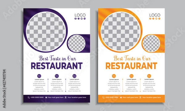 Fototapeta Trendy restaurant flyer and food social media post design 