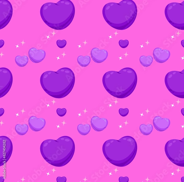 Fototapeta Pattern of hearts on a pink background
