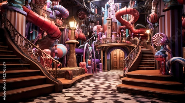 Fototapeta He discovers the Wonka chocolate factory, an endless source of joy.