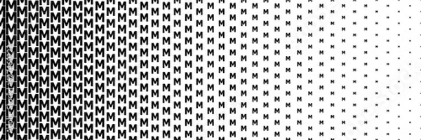 Fototapeta horizontal black halftone of capital letter M design for pattern and background.