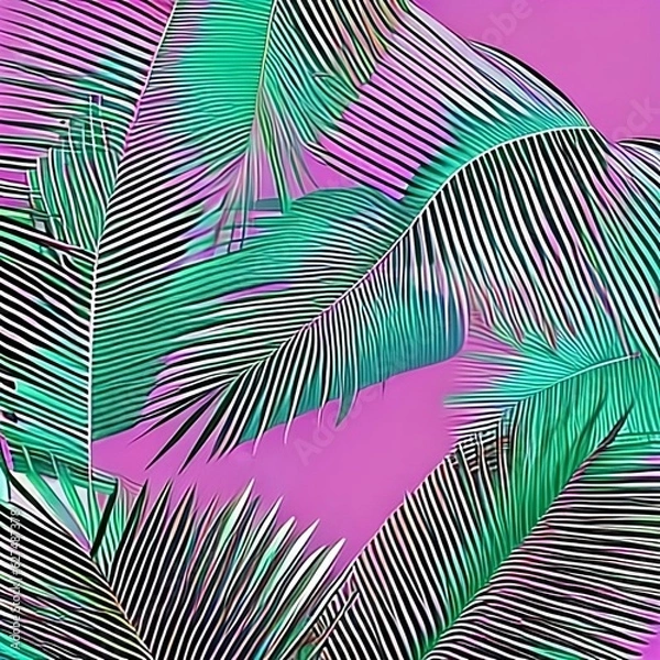 Fototapeta abstract background with palm fronds