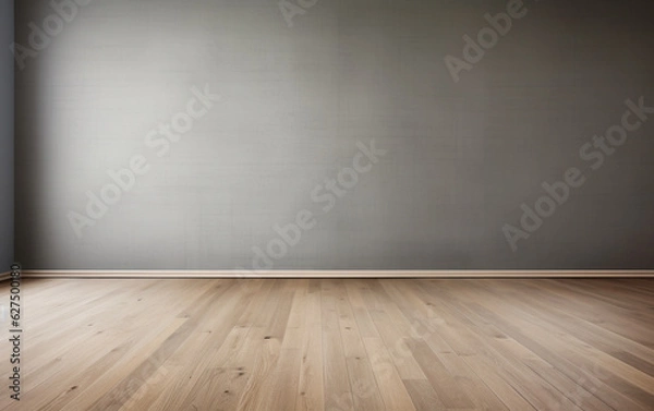 Obraz Empty room gray wall room with wooden floor 