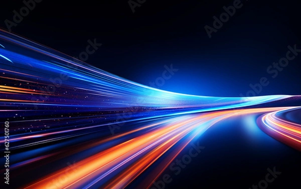 Fototapeta Flowing speed lines technology background