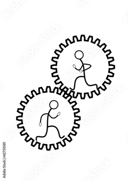 Obraz Strichmännchen in Zahnrädern