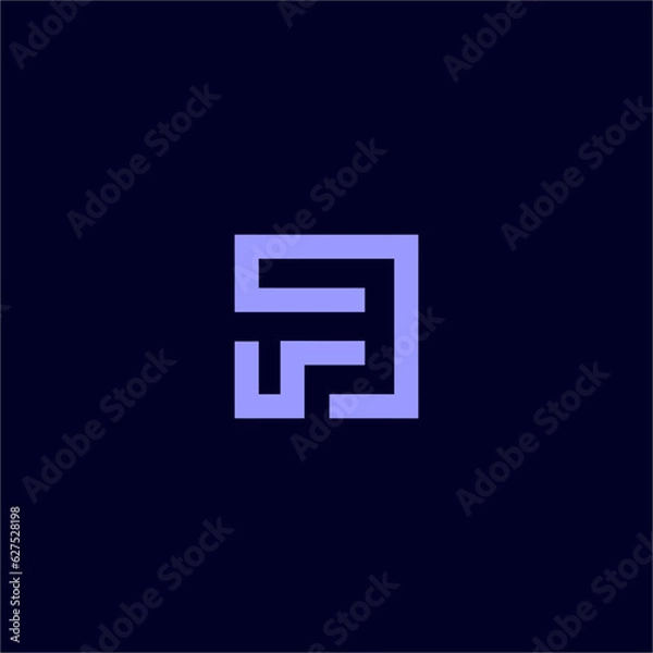 Fototapeta Letter F logo design, typography, geometric , squire, box, text, vector. eps