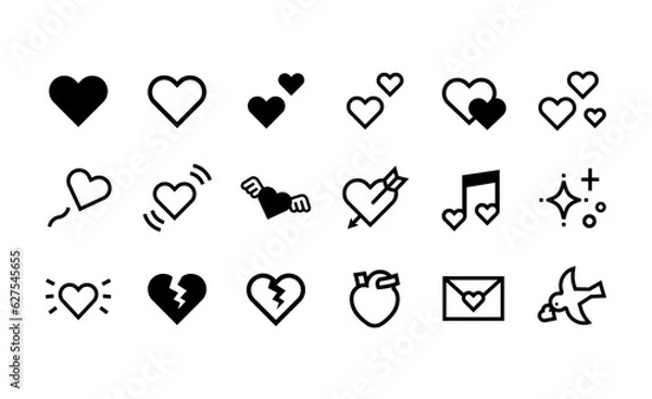 Fototapeta いろいろなハートマークのベクターアイコンセット