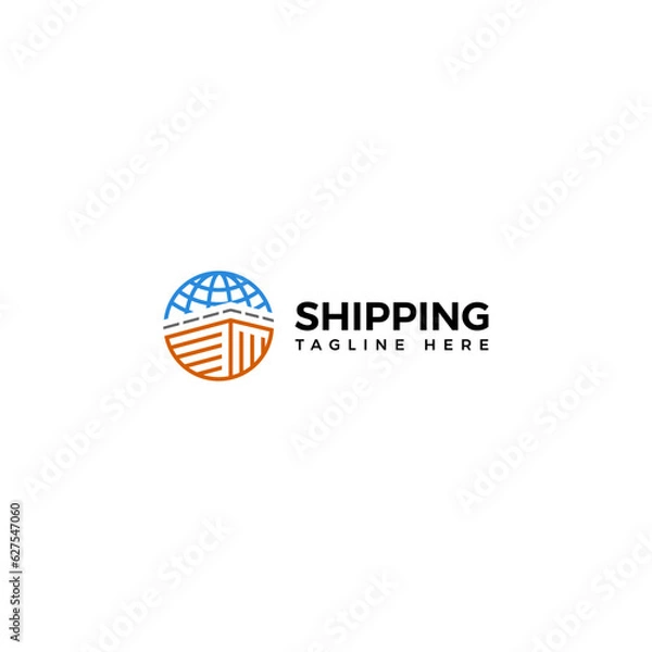 Obraz Worldwide package delivery travel logo. Shipping logistics company. Vector template