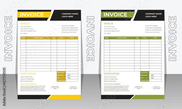 Fototapeta Invoice design template. Bill form business invoice accounting. Modern clean and Creative design template.
