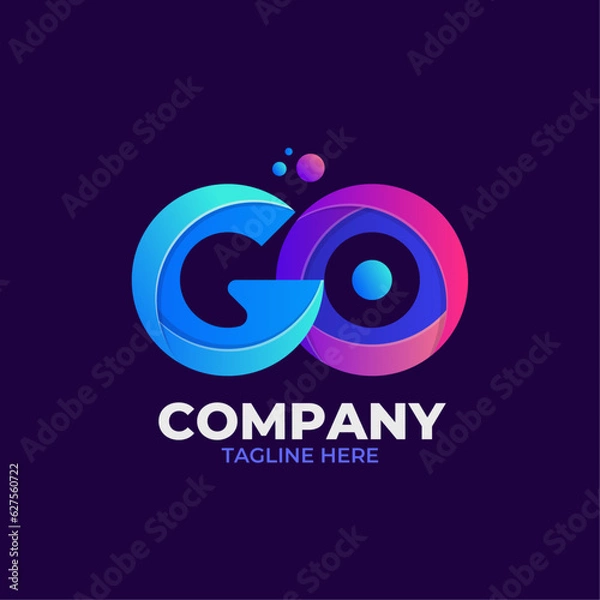 Fototapeta Gradient go logo Design, Go Logo Design.