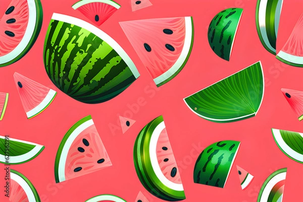 Obraz seamless pattern with watermelon Generative AI