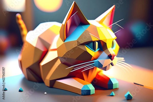 Obraz 3d art cat Generative AI