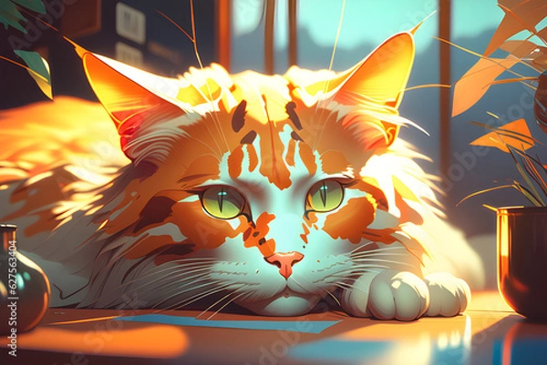 Obraz cat in the window Generative AI