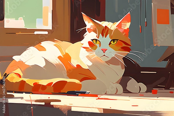 Obraz cat in the house Generative AI