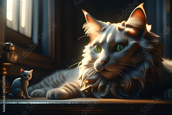 Obraz cat on a table Generative AI