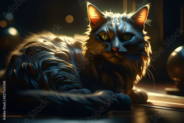 Obraz cat on black Generative AI