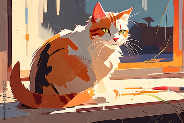 Obraz cat on the window Generative AI