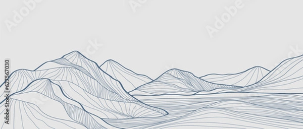 Obraz Hand drawn Mountain line arts illustration. Abstract mountain contemporary aesthetic backgrounds landscapes. use for print art, poster, cover, banner