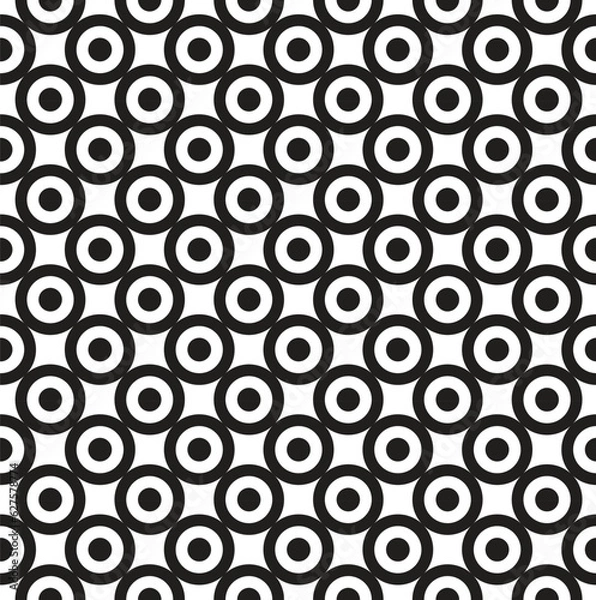 Fototapeta Vector simple geometric black circle seamless pattern