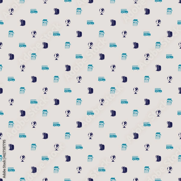 Fototapeta Back to school seamless pattern from education, science objects. Vector background.