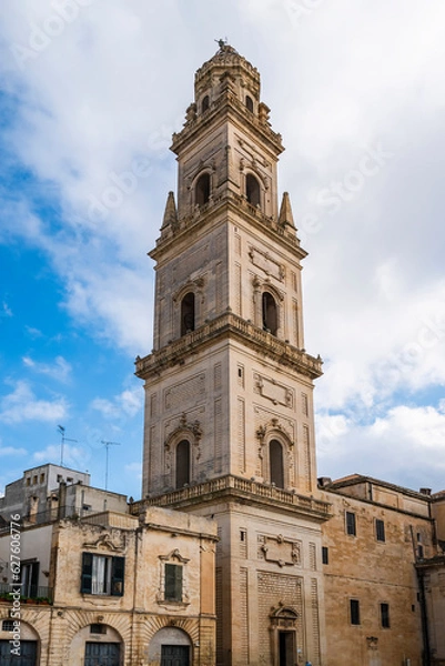 Fototapeta Bell tower of Lecce Cathedral. made up of five tapered levels