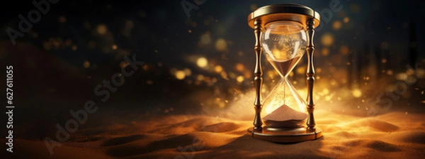 Obraz Sand hourglass flowing background. Generative ai.