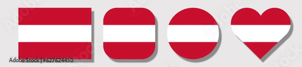 Fototapeta Flag of Austria. Set of shapes: square, rectangle, circle, heart.