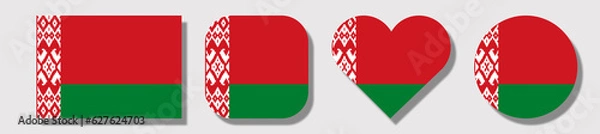 Fototapeta Flag of Belarus. Set of shapes: square, rectangle, circle, heart.