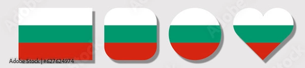 Fototapeta Flag of Bulgaria. Set of shapes: square, rectangle, circle, heart.