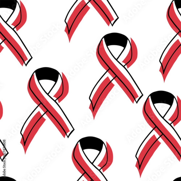 Obraz Seamless pattern World AIDS Day. Doodle red ribbon
