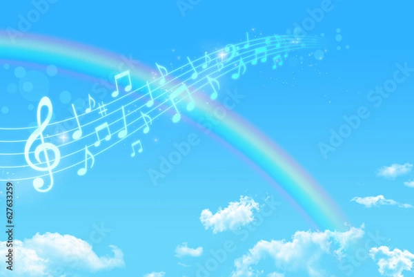 Fototapeta 空にかかる虹と音楽