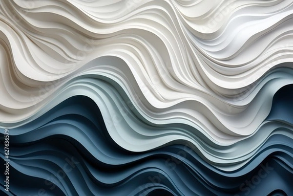 Fototapeta White wavy paper texture, cutout design. Elegant background. Made with Generative AI