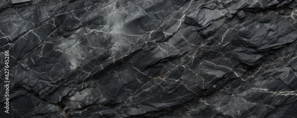 Fototapeta Abstract granite pattern on wet black stone, realistic coal, energy panorama. Generative Ai.
