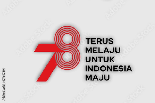 Fototapeta 78th Happy Indonesia independence day, 17 Agustus 2023 Vector number logo design, with white background