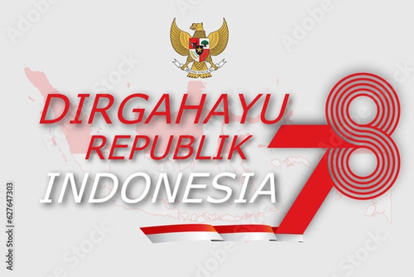 Fototapeta 78th Happy Indonesia independence day, 17 Agustus 2023 Vector number logo design, with white background