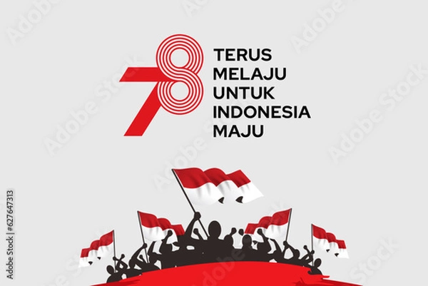 Fototapeta 78th Happy Indonesia independence day, 17 Agustus 2023 Vector number logo design, with white background
