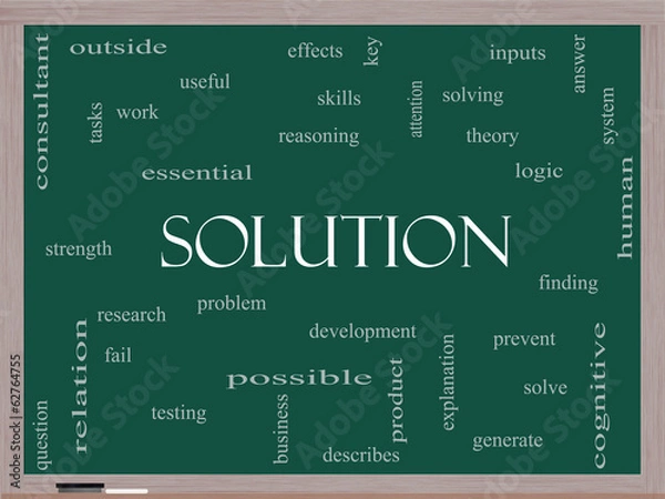 Fototapeta Solution Word Cloud Concept on a Blackboard