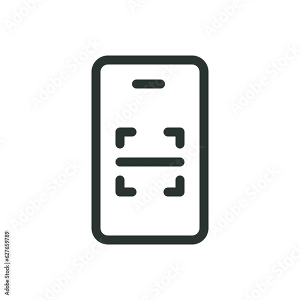 Fototapeta Scan QR code with mobile phone isolated icon, QR code smartphone scanner vector icon with editable stroke