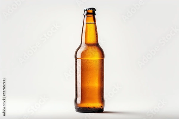 Obraz Beer bottle brown isolated on white background